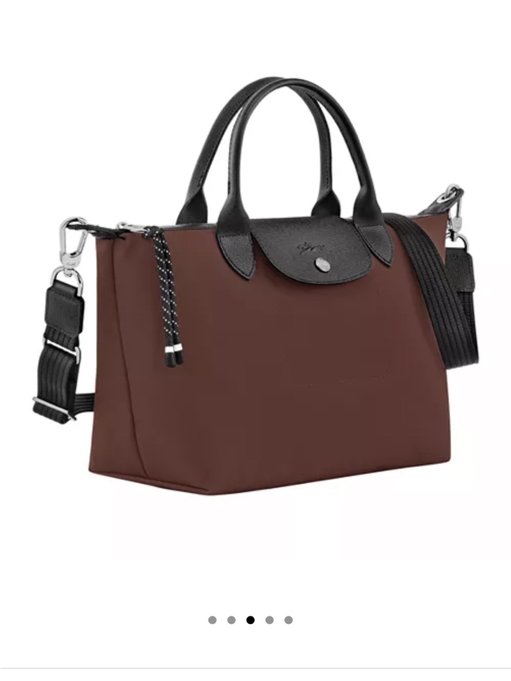 Longchamp Brown Nylon Le Pliage Crossbody Tote with Black Trim - Picture 5 of 6